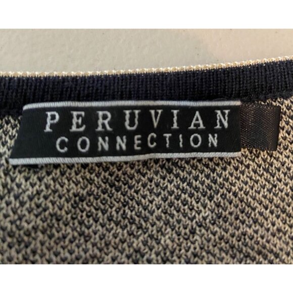 Peruvian Connection Zip-Up Cardigan Jacket Black & Beige Medium - Picture 3 of 9